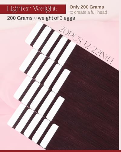 Moresoo Burgundy Tape-In Hair Extensions 16 Inch - Wine Red 20 Pieces