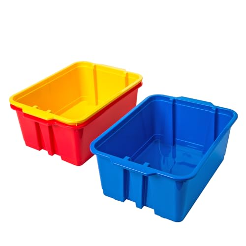 Really Good Stuff Classroom Stacking Storage Bins - 12 Pack, Blue, 14x10x5.75 Inches