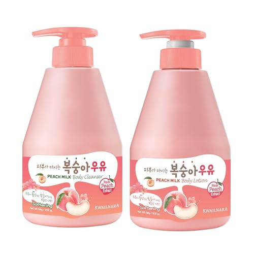 Peach Milk Body Wash & Lotion Set - Hydrating Korean Skincare Duo, Paraben-Free, 19.75 Oz Each - Variation: Peach