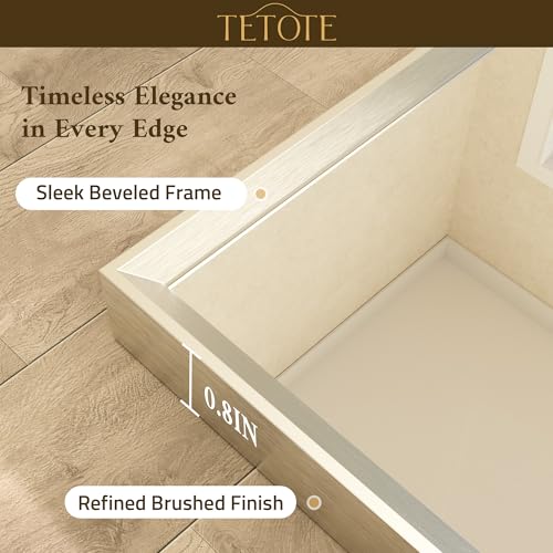 TETOTE 30x30 Inch Brushed Nickel Bathroom Mirror - Beveled Framed Over Sink Vanity