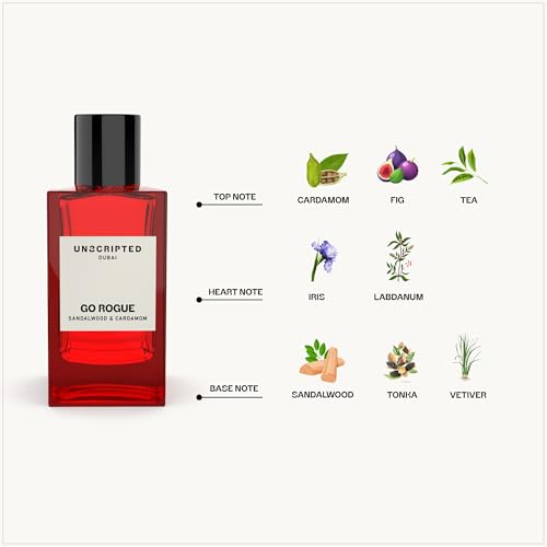 Unscripted Go Rogue Men’s Perfume 3.4 oz - Long-Lasting Bold Fragrance with Cardamom, Sandalwood & Vetiver