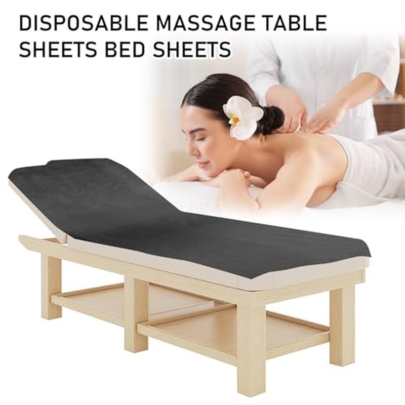 100 Pcs Disposable Massage Table Sheets 31" x 71" Non-Woven Fabric Bed Sheets Cover for Spa, Massage, Beauty Salon, Tattoos, Hotels (Black)