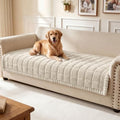 Pet-Friendly Couch Cover for Dogs - Non-Slip Fuzzy Sofa Protector, Washable, Beige, 35.4x95 Inches