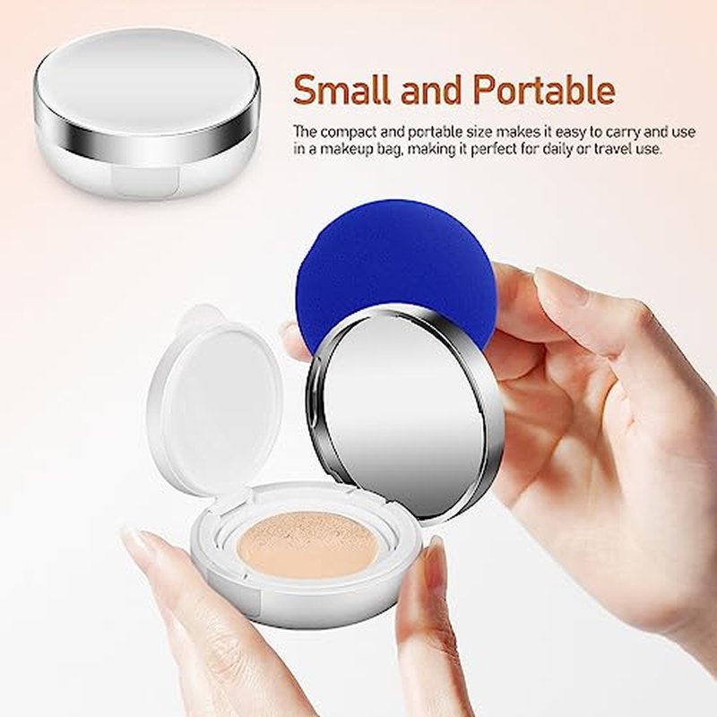 Beaupretty Empty Cushion Compact Case Portable Refillable Powder Puff Box Small Travel Loose Powder Container for Daily Use Compact Foundation Case
