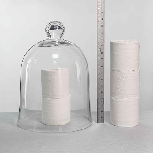 Glass Bell Dome Cloche - Hand-Blown Crystal Cover for Display & Decor - H16 W12 Variation