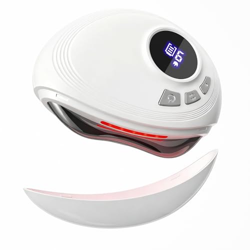 Professional LED Red Light Gua Sha Massager, 9-Level Adjustable Face and Neck Sculptor for Skin Firming, Jawline Contouring & Serum Absorption, Portable Metal Facial Skincare Tool - White