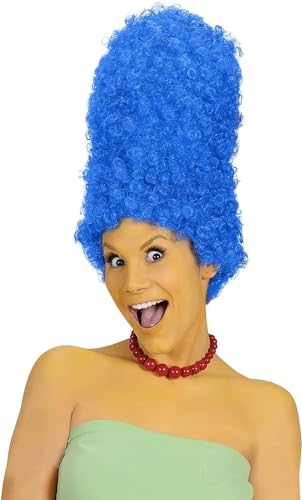 Cartoon Marg Simpson Blue Beehive Costume Wig for Cosplay & Halloween