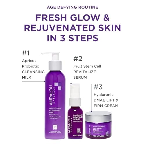 Andalou Naturals Age Defying Apricot Probiotic Cleansing Milk | Gentle Daily Hydrating Face Cleanser For Dry,Dehydrated Skin| With Fruit Stem Cell Complex | 6 fl oz,(Pack of 2)