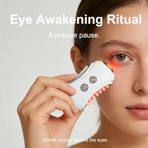 Face Massager Tool with Red Light & Gua Sha for Lifting & De-Puffing - White