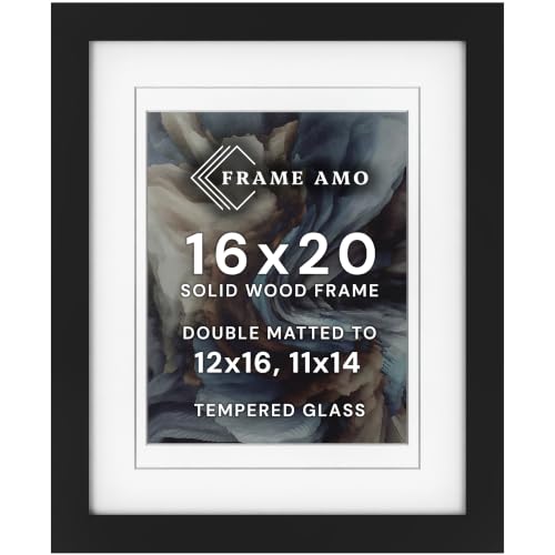 Frame Amo 16x20 Black Gallery Frame with Tempered Glass, Mats & Wood Finish - Signature Edition
