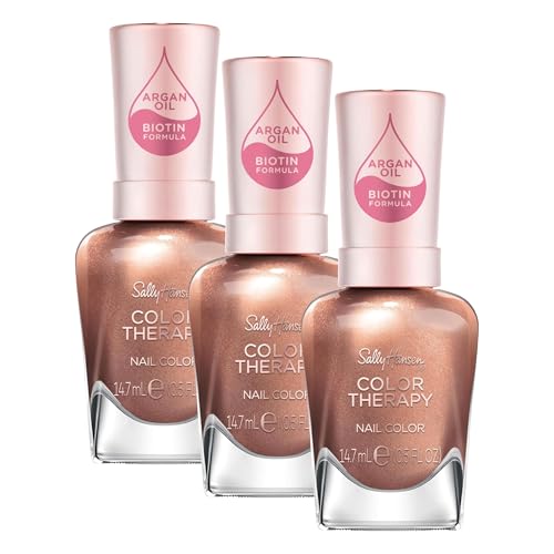 Sally Hansen Color Therapy Nail Polish - 194 Burnished Bronze - Pack of 3, 0.5 Fl Oz Each, Nourishing & Strengthening Formula