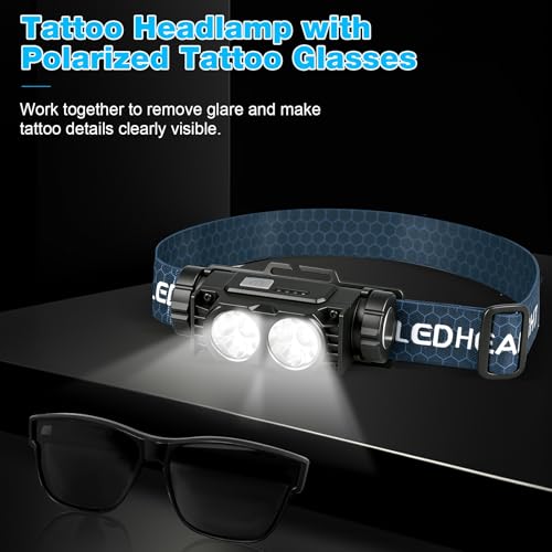 Tattoo Light Kit with Headlamp and Polarized Tattoo Glasses - Precise Tattooing