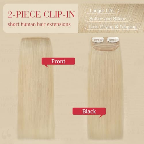 Rich Choices 8 Inch Bleach Blonde Clip-In Hair Extensions 2PCS for Thin Hair