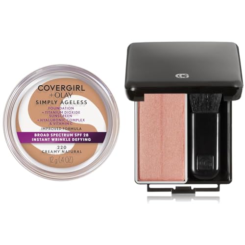 Anti-Aging Face Foundation with SPF 28 & Blush Set - Natural & Pink