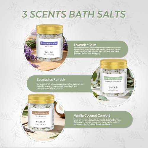 Epsom Bath Salt Gift Set for Women - Relaxing Aromatherapy with 3 Scents