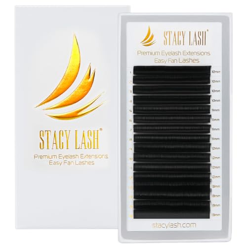 Easy Fan Lash Extensions by STACY LASH | DD Curl Eye Lashes | Easy Fanning Lashes 3D 4D 5D 6D 7D 10D | Volume Set | 16-Rows Lash Tray | Eyelash Extension Supplies for Lash Tech |DD-0.03-MIX 10-13