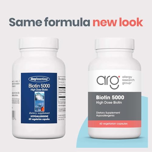 Nutricology Biotin 5000 Supplement - 5000mcg Biotin, Vitamins for Hair, Skin and Nails, High Dose, Vegetarian Capsules, Hypoallergenic, Gluten Free - 60 Count