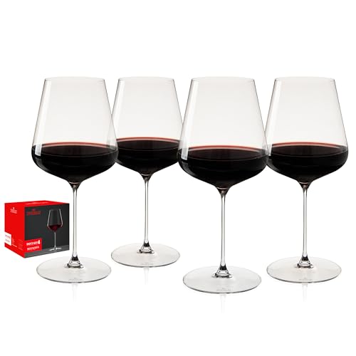 Bordeaux Wine Glasses Set of 4 - Elegant Lead-Free Crystal Stemware, 26 oz, Clear, Spiegelau Definition