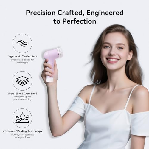 Purple Electric Facial Cleansing Brush with Dual-Ring Heads - Rechargeable Silicone & Exfoliator