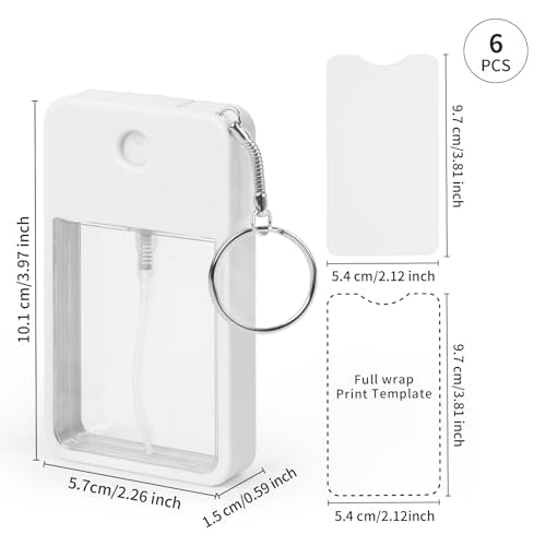 6 Pack Customizable Sublimation Card Perfume Spray Bottles 1FL.OZ White
