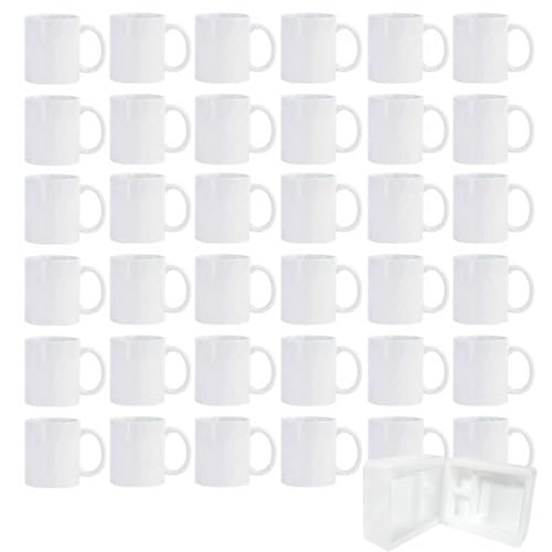 Round 11oz Sublimation Coffee Mug Set - White Ceramic Cups for Customization