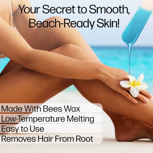 OMWAH Hard Wax Beads for Hair Removal, Brazilian Wax Beads, Natural Beeswax for all Skin type- Bikini, Face, Body & Armpits, Professional & Home Use, All-Purpose Wax Beans, Sea Breeze Scent, 1lb Bag