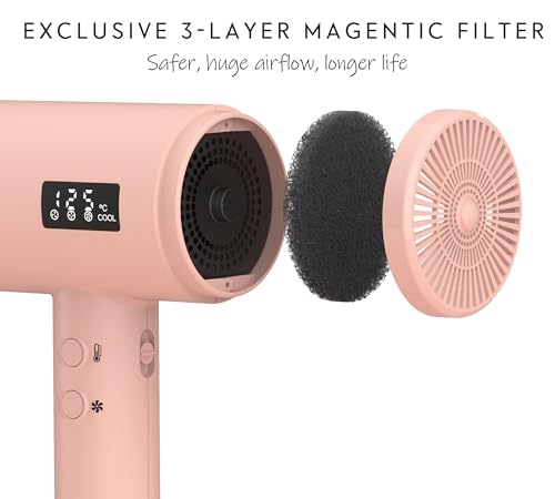 Pink High Speed Hair Dryer with Diffuser Comb 2000W - Salon Professional, 110V