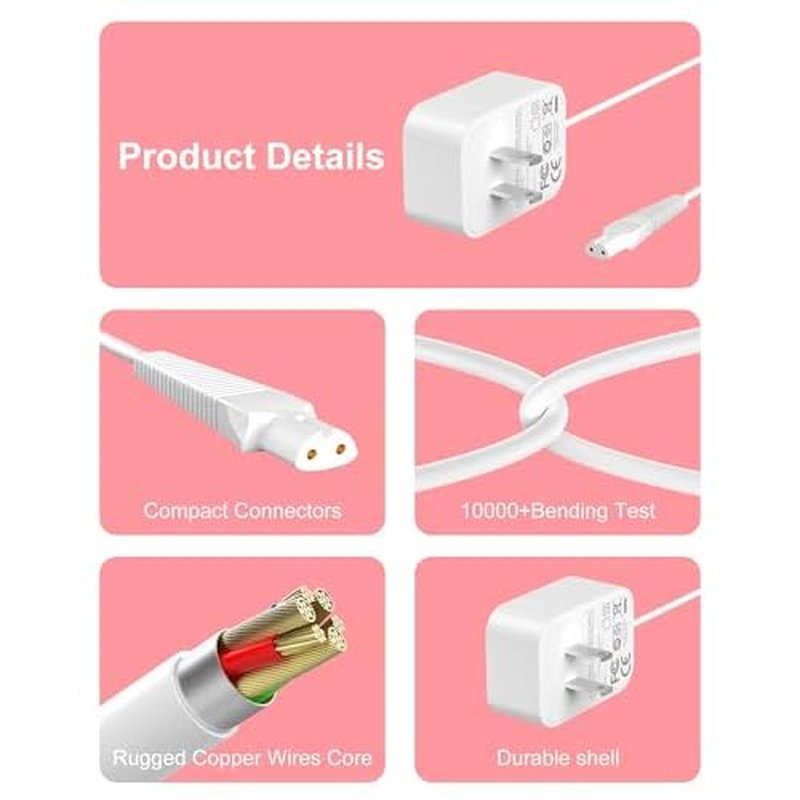 for Braun Silk Epil 9 Charger Compatible with Braun Epilator Silk 9 7 5 9-720 9-300 9-890 9-030 9-880 5-810 5-620 and Face Epilator Facespa Pro 910 911 921