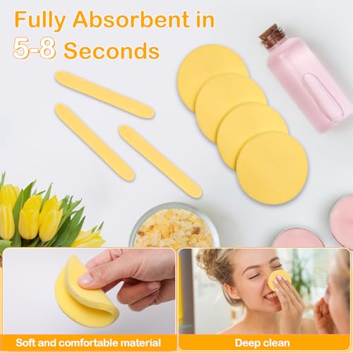 Yellow Compressed Facial Sponges with Box - Reusable Face Cleansing Pads by Luxiv