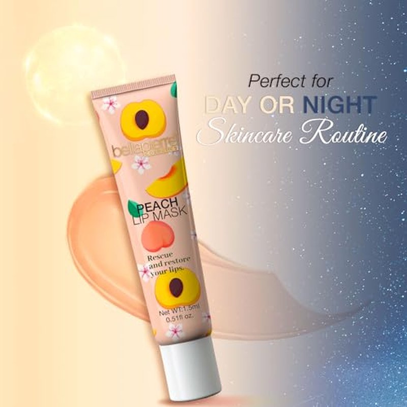 bellapierre Cosmetics Peach Lip Mask | Lip Plumping Mask with Hyaluronic Acid | Moisturizing Lip Balm for Daily Use