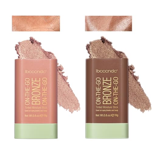 Bronzer Stick, Facial Contouring Stick,Cream Contour Stick, Facial Contouring Stick,Highlight Contour Makeup Long Lasting, Face Bronzer, Face Shaping,02,Rich Glow&04,Beach Glow