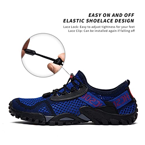 Water Shoes Women Men Quick Dry Aqua Shoes for Water Sports Beach Hiking Sailing - Navy Black 13.5 Women / 12 Men