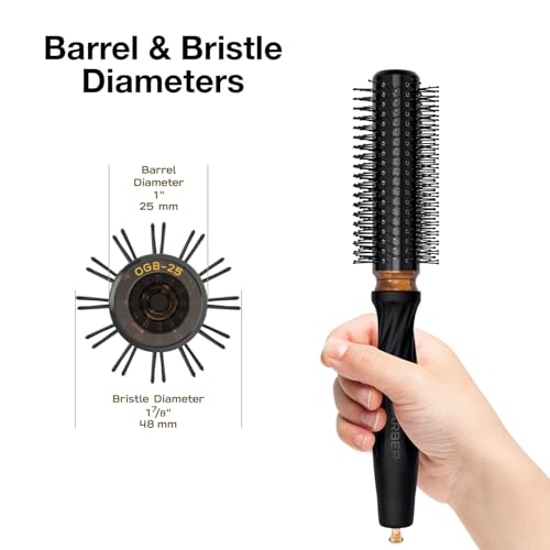 Olivia Garden OG Barber Hair Brush - 1 Inch, Ergonomic Non-Slip Handle, Ionic Technology, Lightweight for Short Hair Grooming