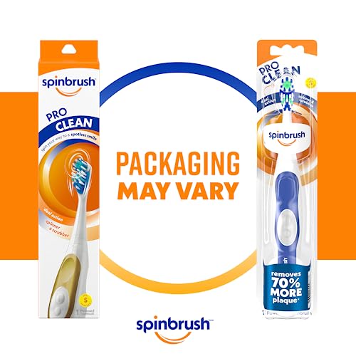 Arm & Hammer Spinbrush PRO CLEAN Battery Powered Toothbrush - Old Version, Soft Bristles, 1 Count, Gold or Blue