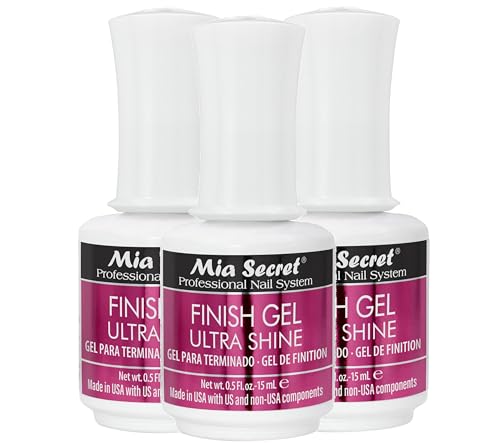 Mia Secret UV Finish Gel Top Coat Clear 3-Pack 0.5 Fl Oz No Wipe High Gloss