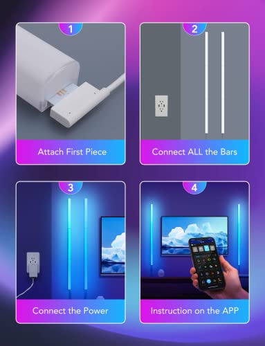 6 Pcs RGBIC Wall Lights for Gaming and Smart Home - App Voice Control