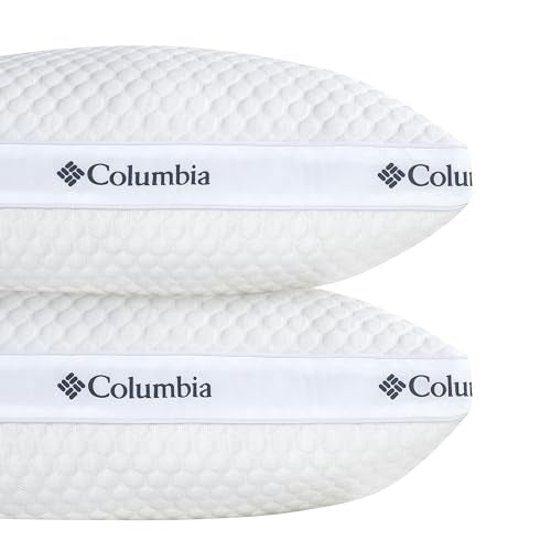 Columbia Ice Fiber Cooling Side Sleeper Pillows 2 Pack - Queen/Standard, Medium Firm, Breathable Cover