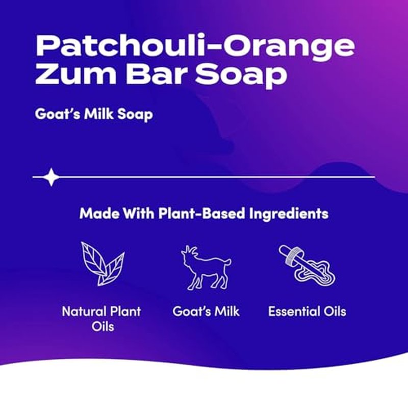 Indigo Wild Zum Goat's Milk Soap Bar - Bar Soap for Hands & Body Made with Essential Oils - 3 oz - Patchouli-Orange (6 Pack)