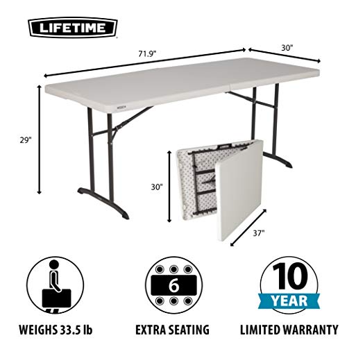 6-Foot Commercial Fold-in-Half Table - Almond, Indoor & Outdoor