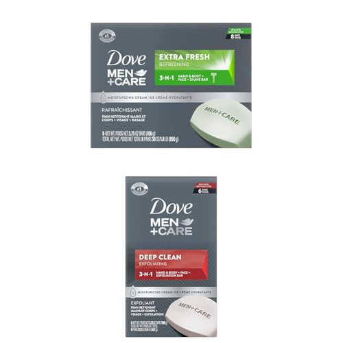 DOVE MEN + CARE Body Soap and Face Bar More Moisturizing Than Bar Soap Deep Clean Effectively Washes Away Bacteria & 3 in 1 Bar Cleanser for Body