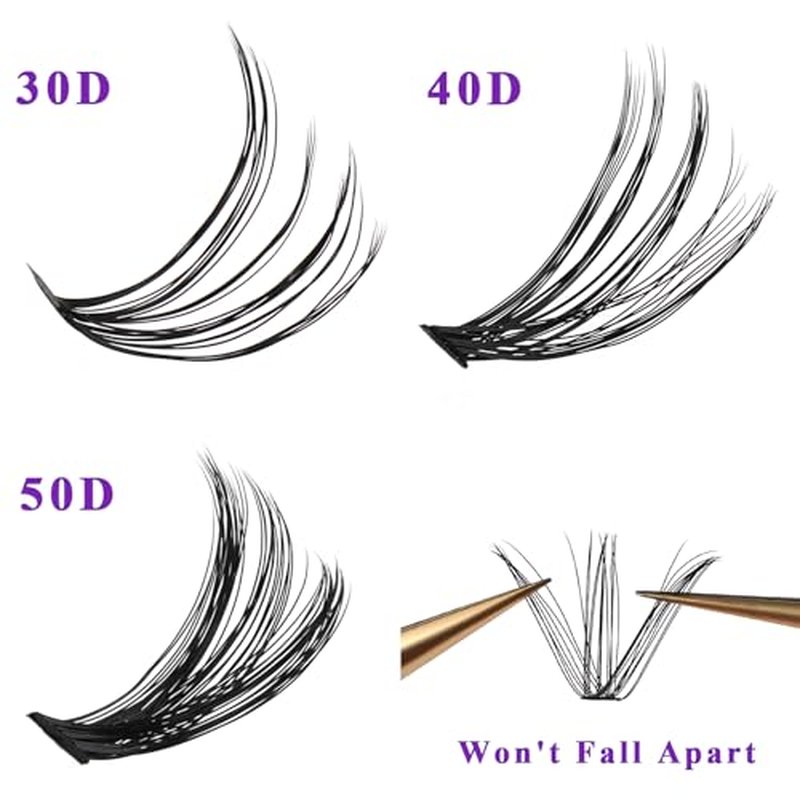 640PCS Lash Clusters 30D 40D 50D DIY Lash Extensions Kit with Lash Bond and Seal, Lash Remover and Lashes Tweezers, 10-18mm Individual Lashes D Curl DIY Lash Extension at Home