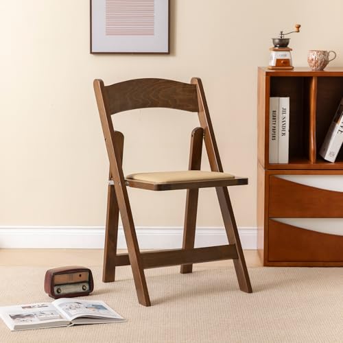 GTNSAFP Classic-Fruitwood Wooden Folding Chair Set of 2 – Space-Saving, Padded & No Assembly