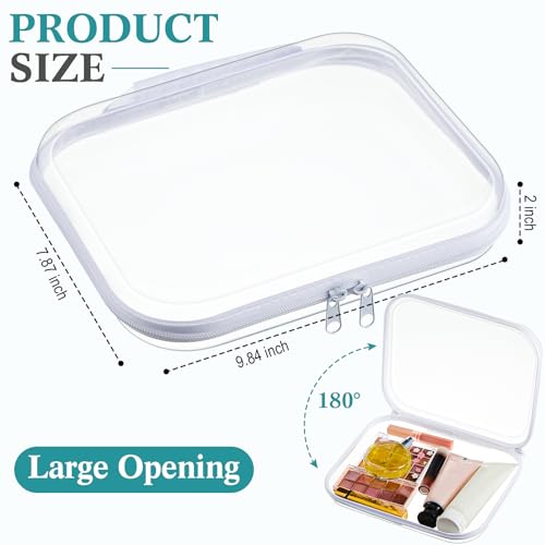 Clear Zipper Case Set with Handle - 9.8 x 7.9 x 2 Inches - White, 4 Pack