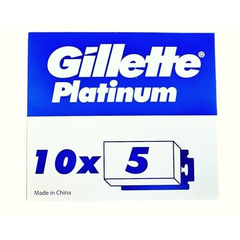 Gillette Double Edge Platinum Safety Razor Blades for Men, Pack of 50 Stainless Steel Refill Blades