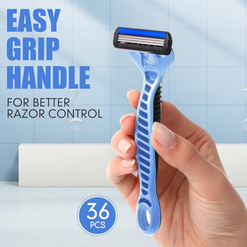 36 Pcs Men's Disposable Razors Bulk 3 Blade Disposable Head Razor for Sensitive Skin for a Smooth, Comfortable Shave