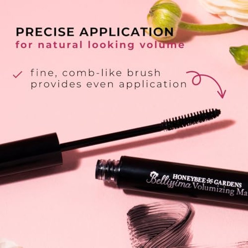 Honeybee Gardens Bellissima Volumizing Mascara, Black Lace, Lightweight Bold Lashes, Non-Smudging, Vegan, Gluten-Free, Cruelty-Free, 0.13 oz
