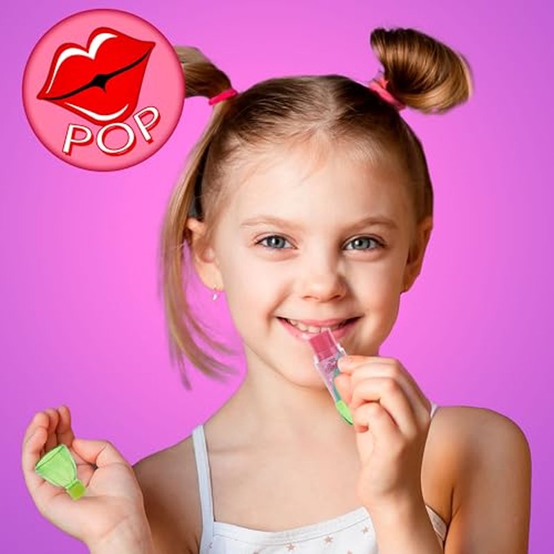 8pc Pop Gloss - Novelty Soda Fruity Flavored Lip Balm Set, Vending Machine Soda Lip Balm Collection, Safe and Non-Toxic Lip Gloss Gift Set For Girls