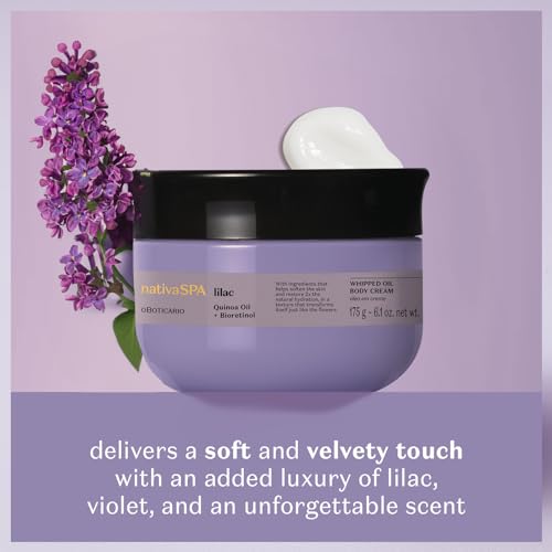 Nativa SPA Body Smoothing Lilac Bundle: Body Lotion (13.5oz) & Whipped Body Oil (6.1oz) with Nourishing Quinoa Oil + Bioretinol