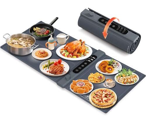 Large Food Warming Mat with 3-Zone Control, 40x17 Inches - Energy Saving