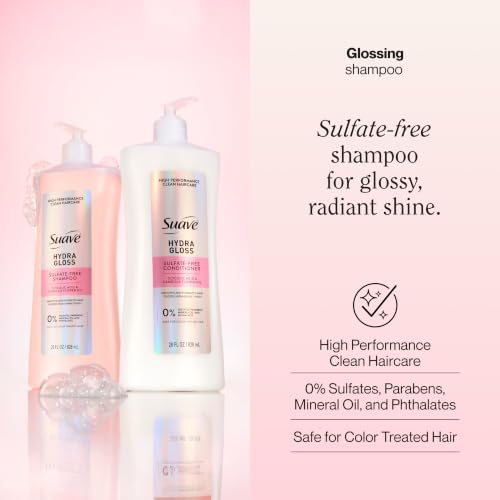 Suave Hydra Gloss Sulfate-Free Shampoo 28 Fl Oz Pack of 4 - Glossy Shine & Hydration